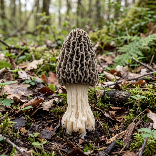 Photo de champignon morille commune grise
