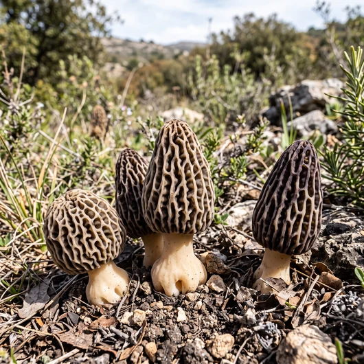Photo de champignon morille de Dunal sous différents angles