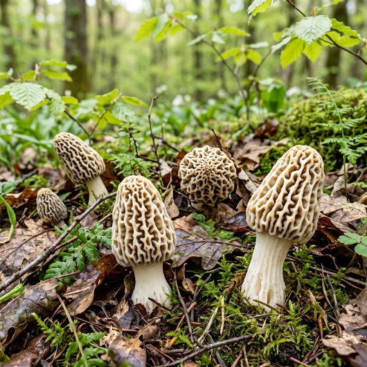 Photo de champignon morille délicieuse sous différents angles