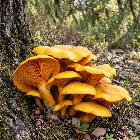 Photo de champignon pleurote de l'olivier sous différents angles