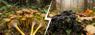 Chanterelle en tube vs trompette de la mort : les cousines de fin d&rsquo;automne