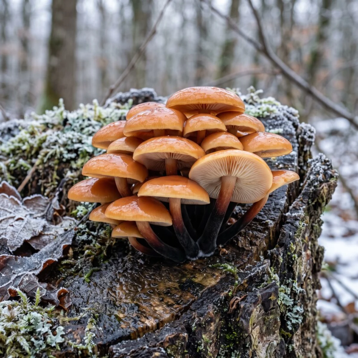 Photo de champignon collybie à pied velouté