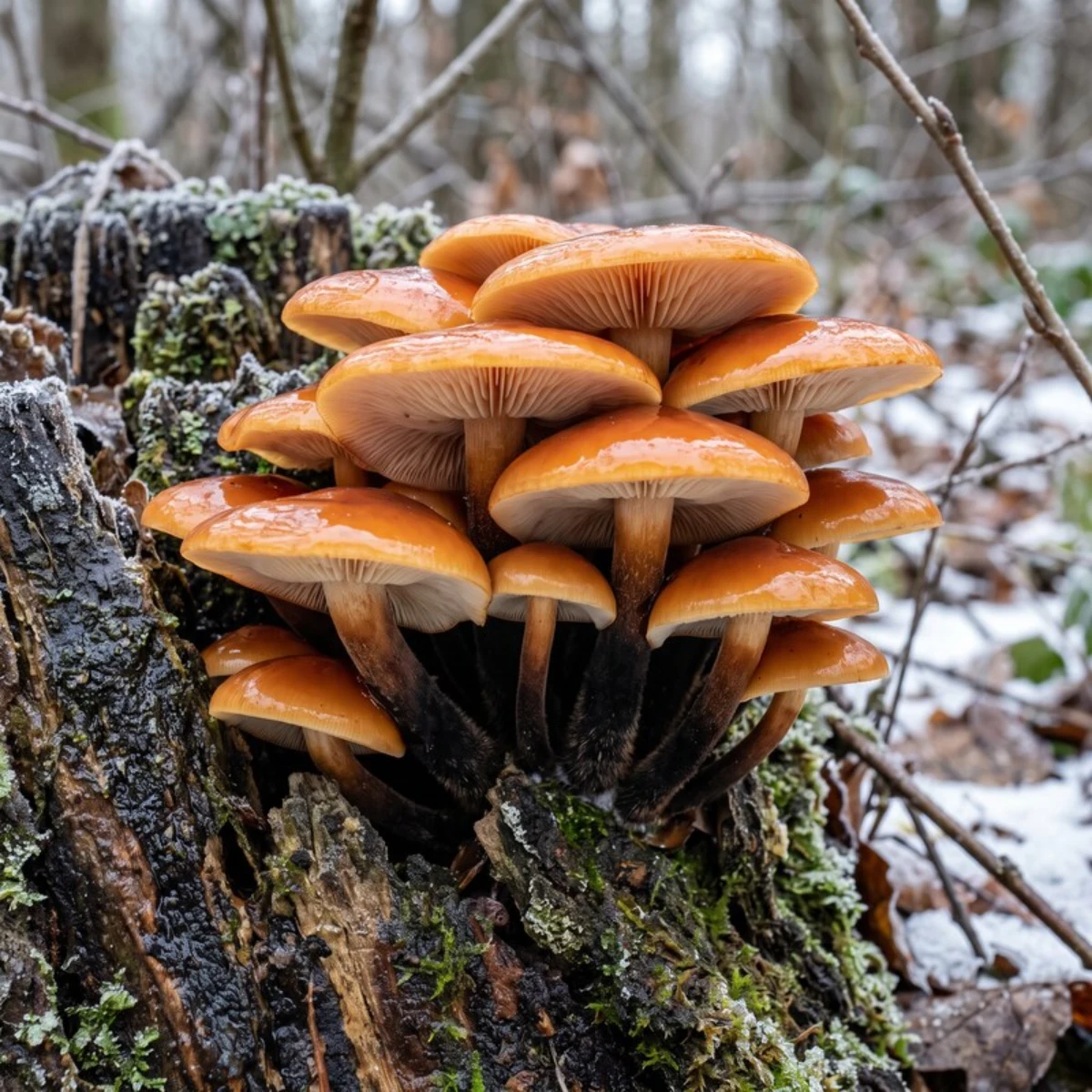 Photo de champignon collybie à pied velouté
