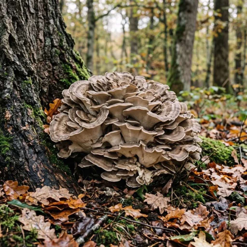 Photo des chapeaux imbriqués du maitake