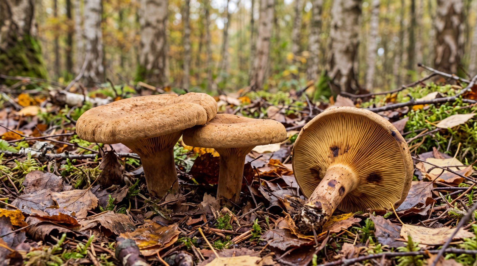 Paxilles enroulés au chapeau déprimé et à la marge fortement enroulée