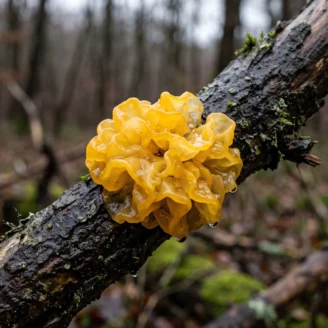 Trémelle mésentérique : la gelée jaune du bois mort